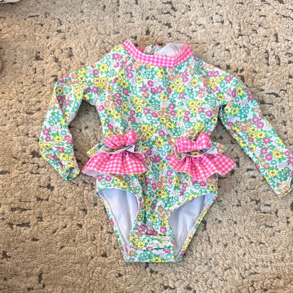 Nicole Miller Floral Kids Swimwear - Pink and Green